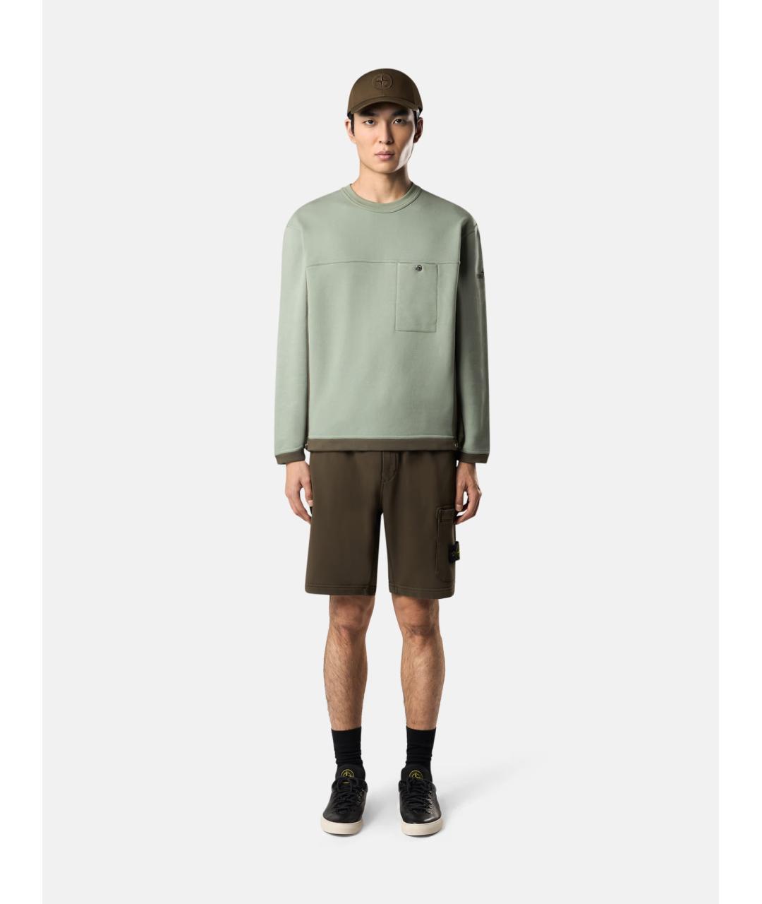 STONE ISLAND Хаки хлопковые шорты, фото 9