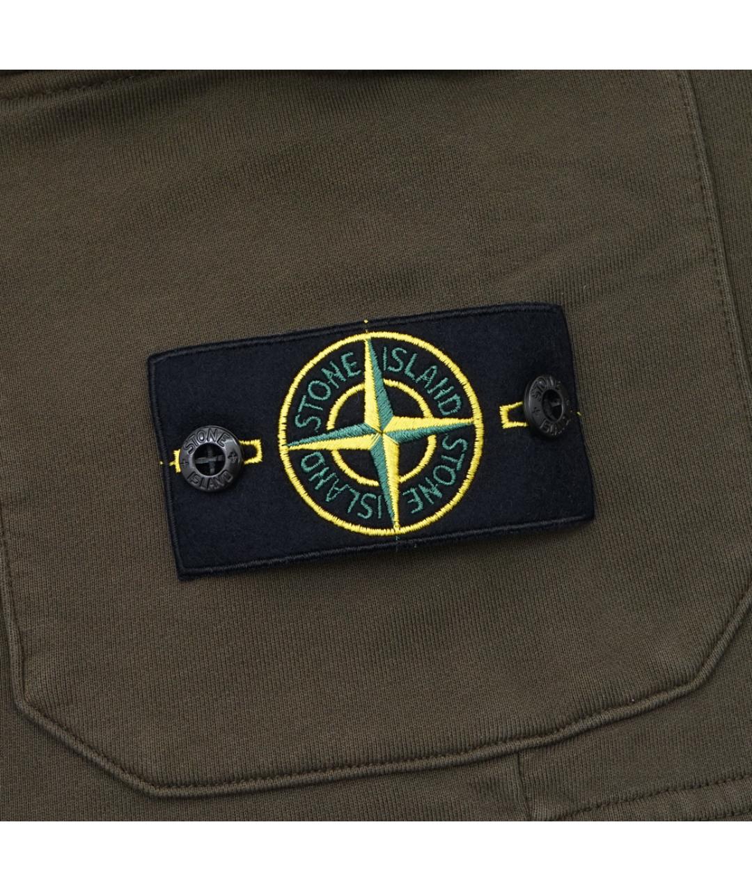 STONE ISLAND Хаки хлопковые шорты, фото 7