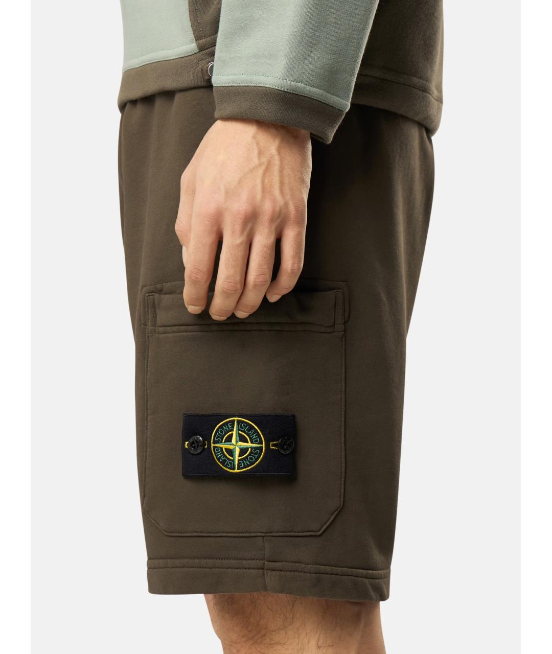 STONE ISLAND Хаки хлопковые шорты, фото 8