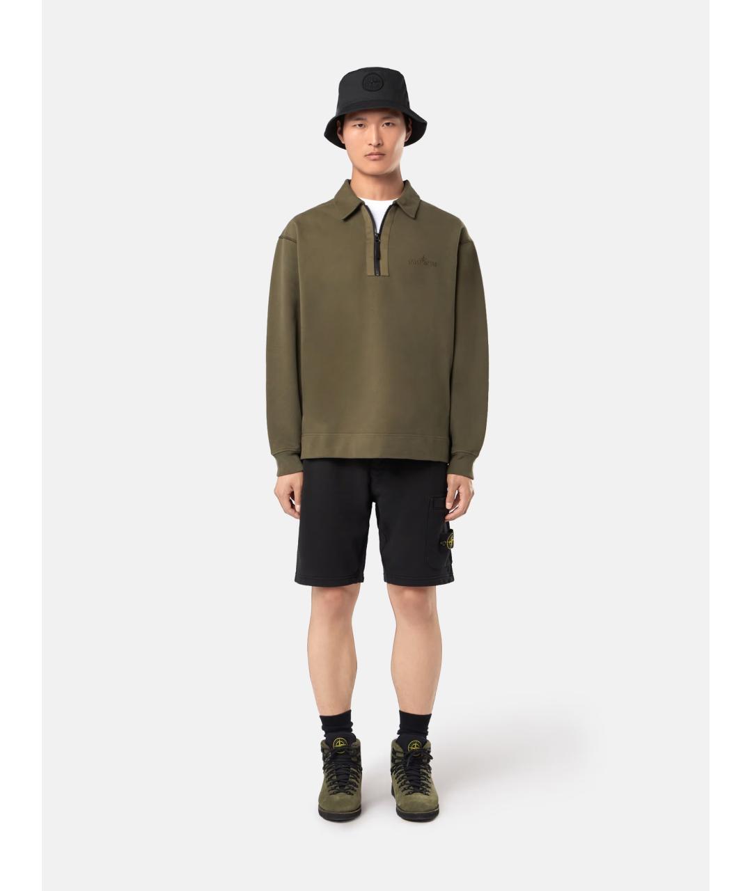 STONE ISLAND Черные хлопковые шорты, фото 9