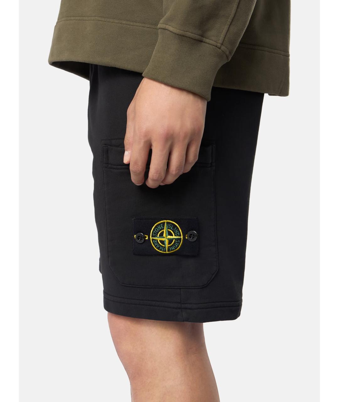 STONE ISLAND Черные хлопковые шорты, фото 8