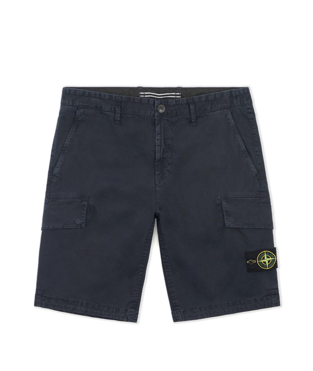 STONE ISLAND Темно-синие хлопко-эластановые шорты, фото 1