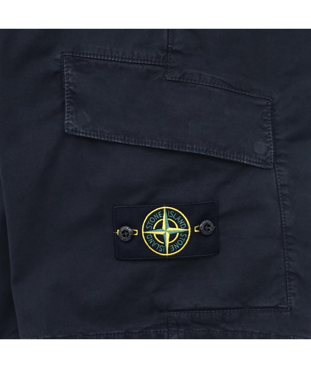 STONE ISLAND Темно-синие хлопко-эластановые шорты, фото 5
