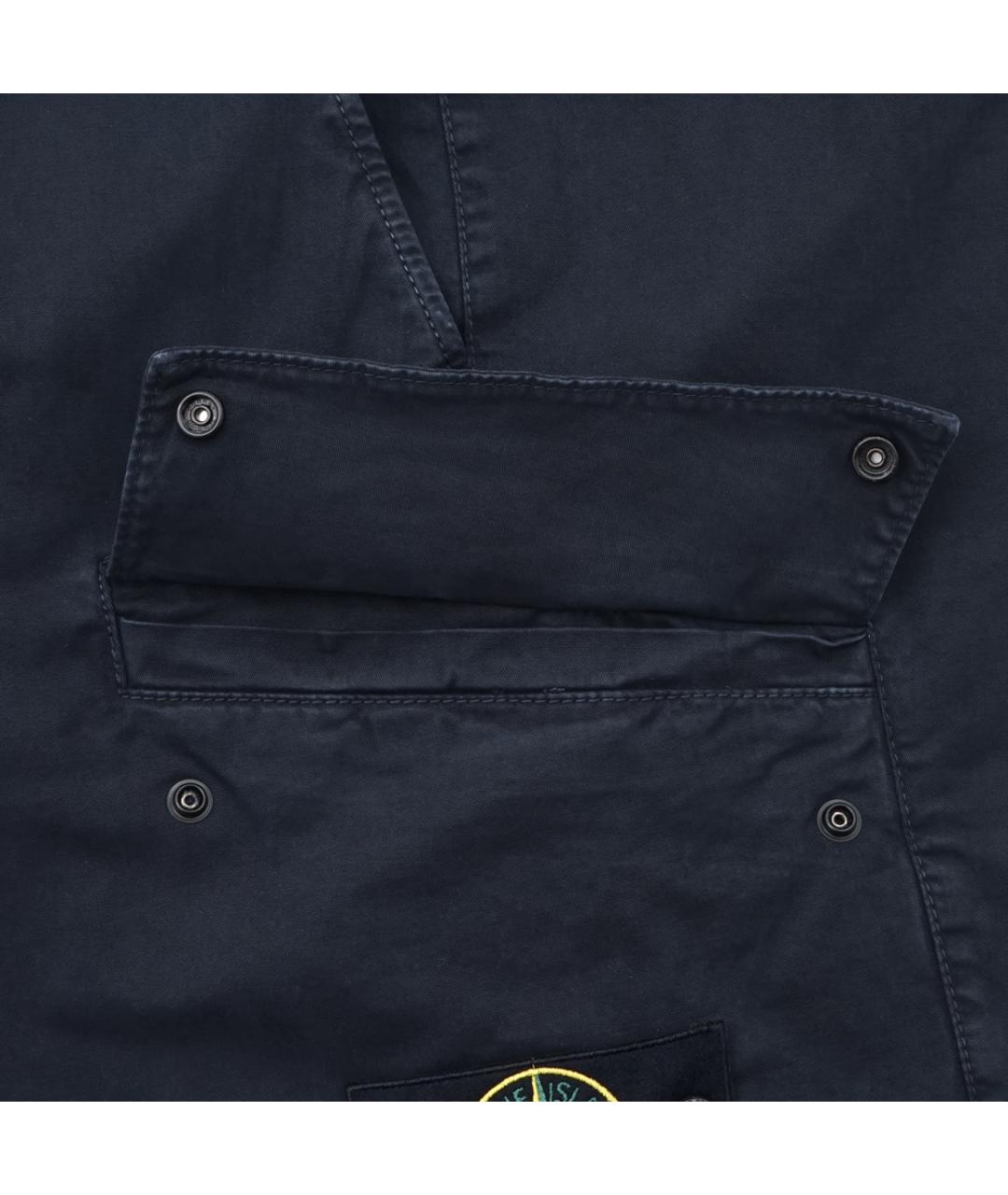 STONE ISLAND Темно-синие хлопко-эластановые шорты, фото 6