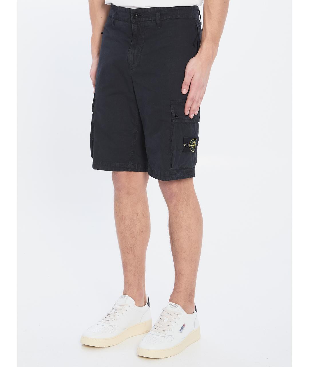 STONE ISLAND Темно-синие хлопковые шорты, фото 8