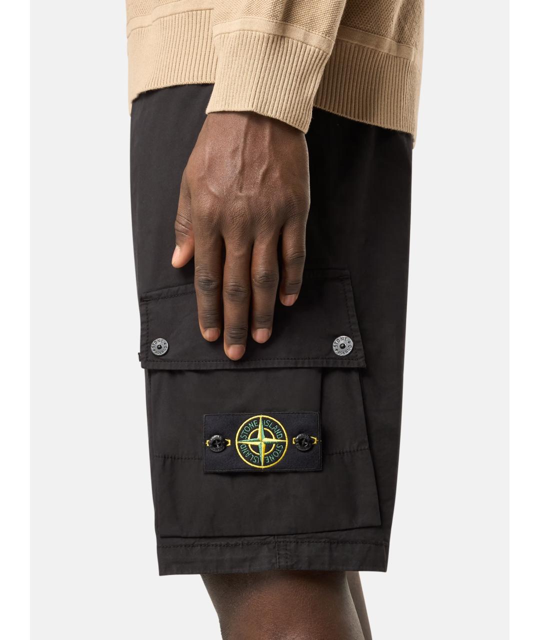 STONE ISLAND Черные хлопко-эластановые шорты, фото 7