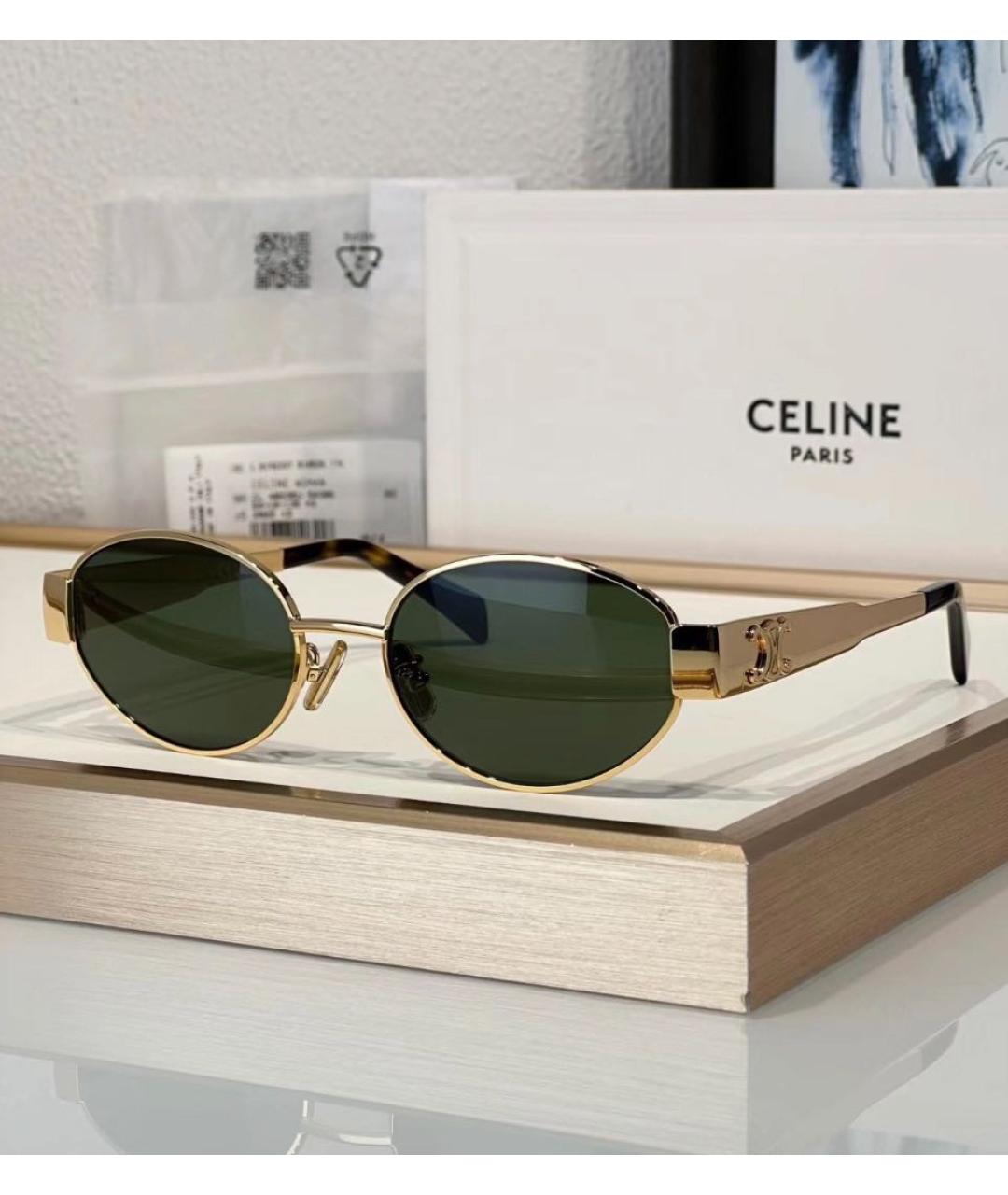 CELINE Золотые металлические солнцезащитные очки, фото 6