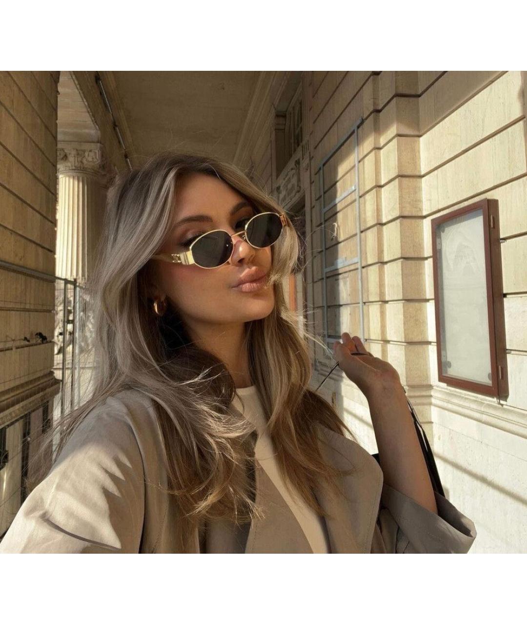 CELINE Золотые металлические солнцезащитные очки, фото 2