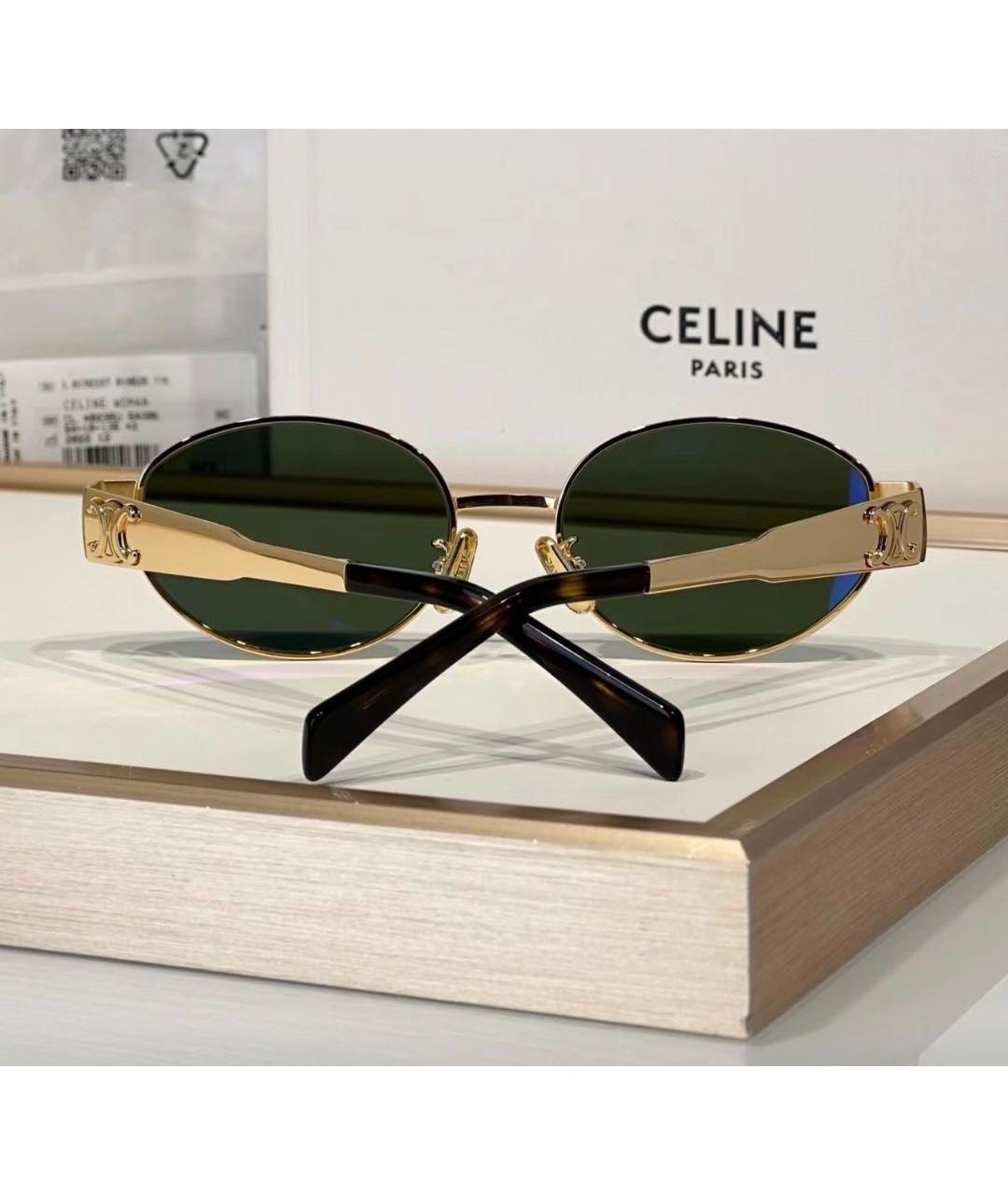 CELINE Золотые металлические солнцезащитные очки, фото 4