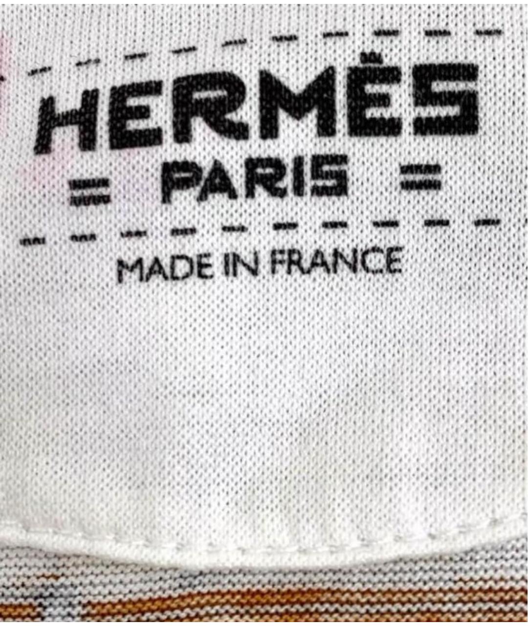 HERMES Бежевая хлопковая футболка, фото 3