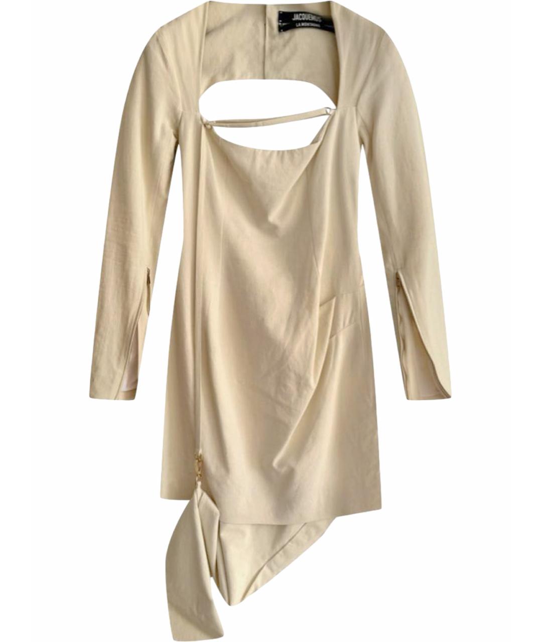 JACQUEMUS Бежевое льняное повседневное платье, фото 1