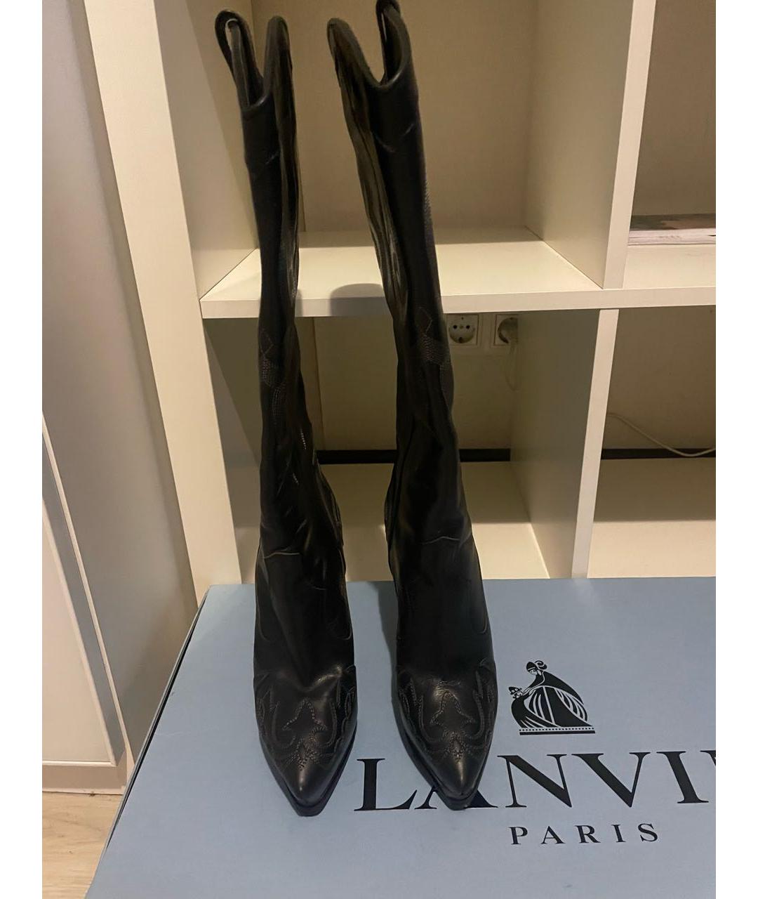 LANVIN Черные кожаные сапоги, фото 3