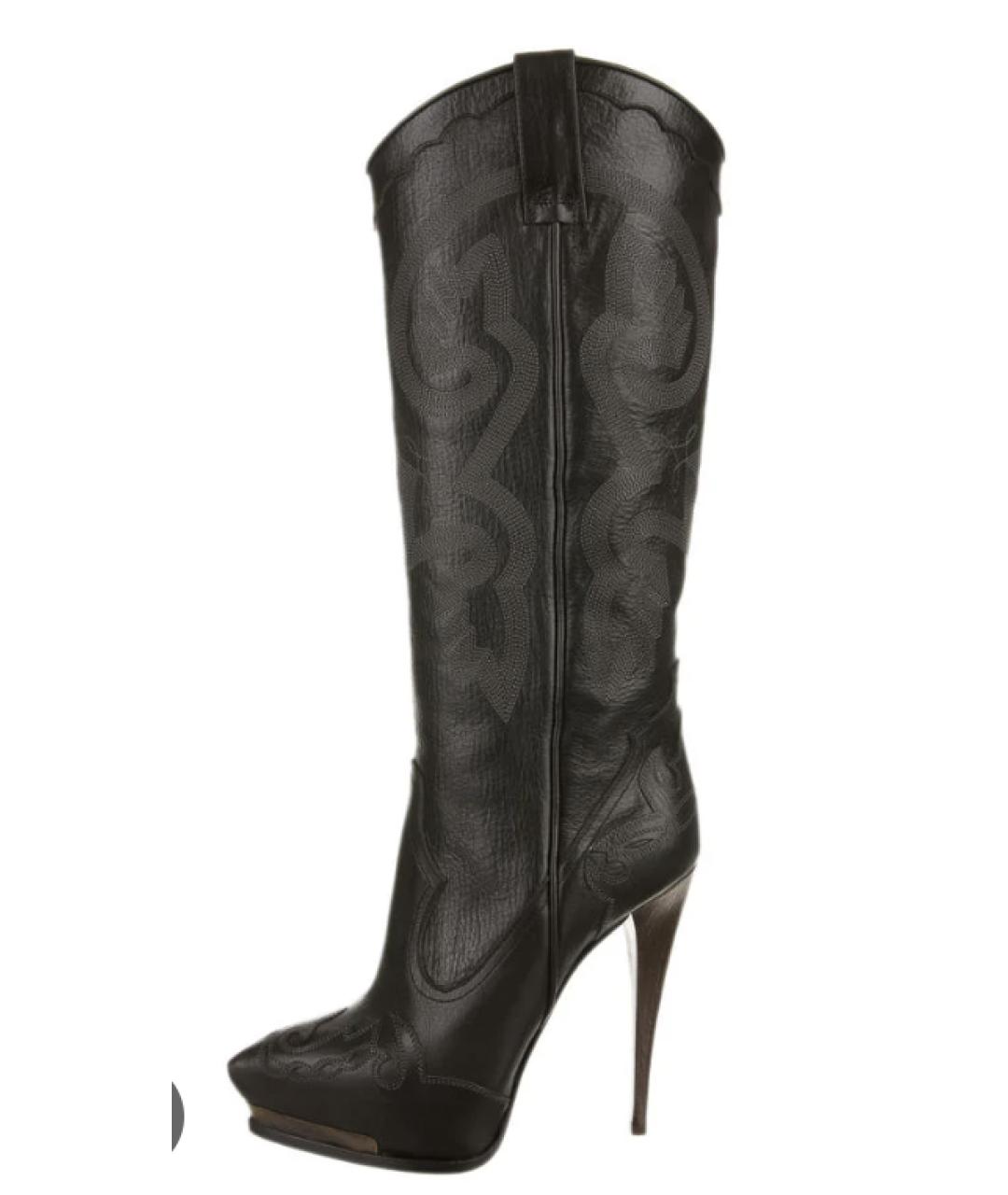 LANVIN Черные кожаные сапоги, фото 6