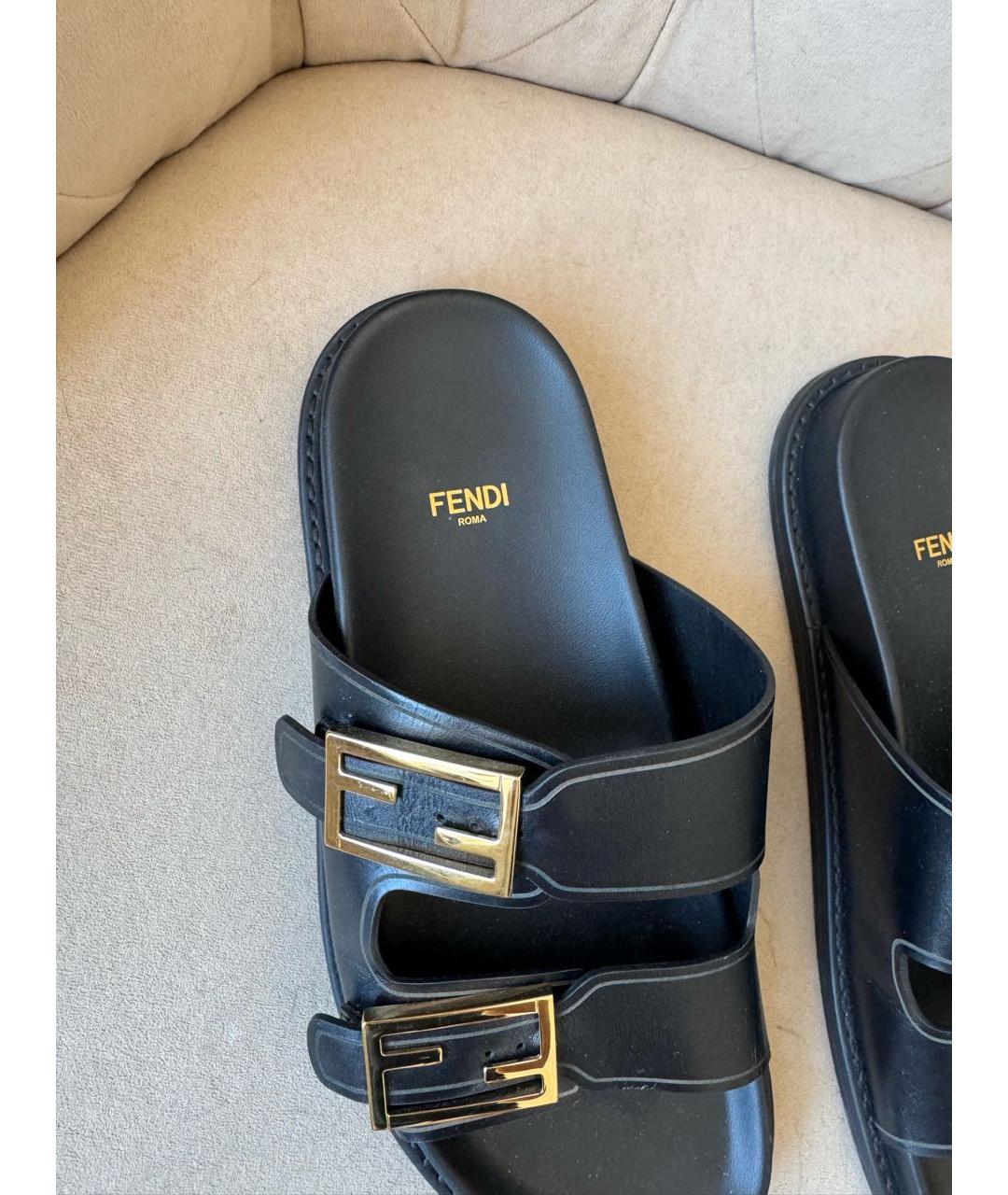 FENDI Черные кожаные сандалии, фото 8