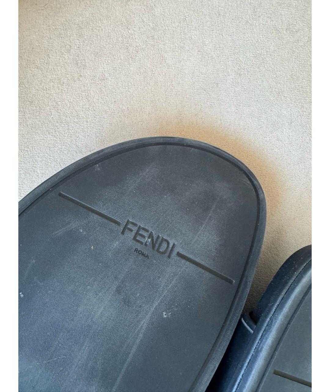 FENDI Черные кожаные сандалии, фото 6