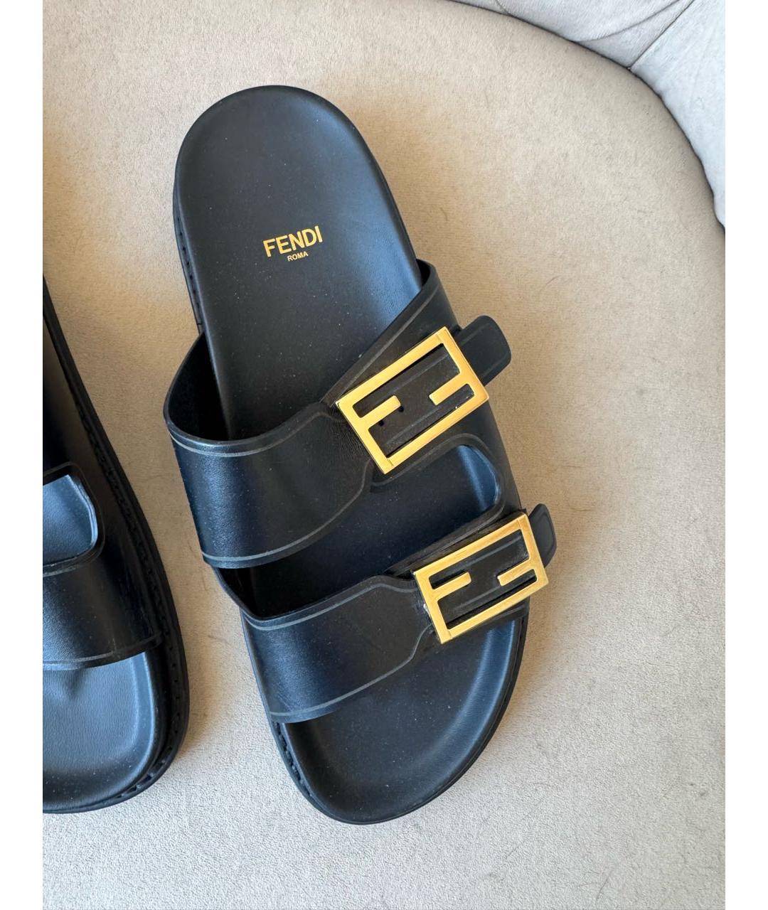 FENDI Черные кожаные сандалии, фото 9