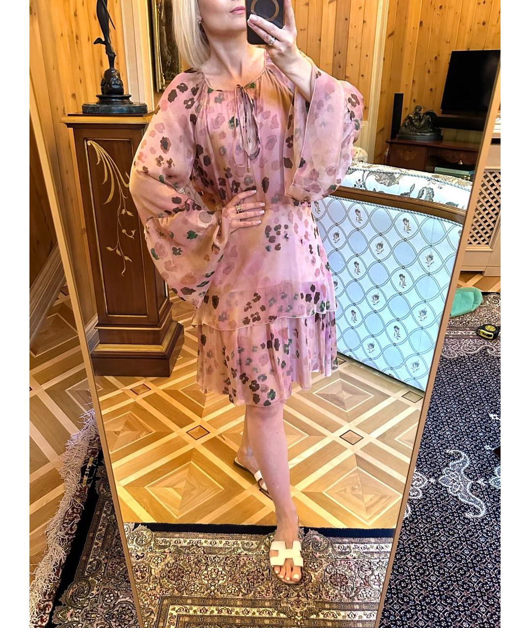 BLUMARINE Розовое шелковое повседневное платье, фото 2