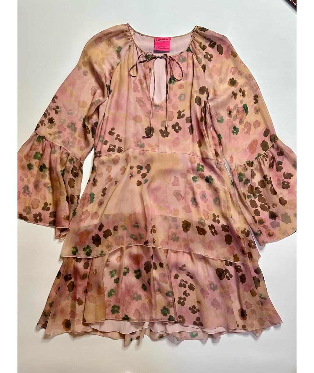 BLUMARINE Розовое шелковое повседневное платье, фото 9