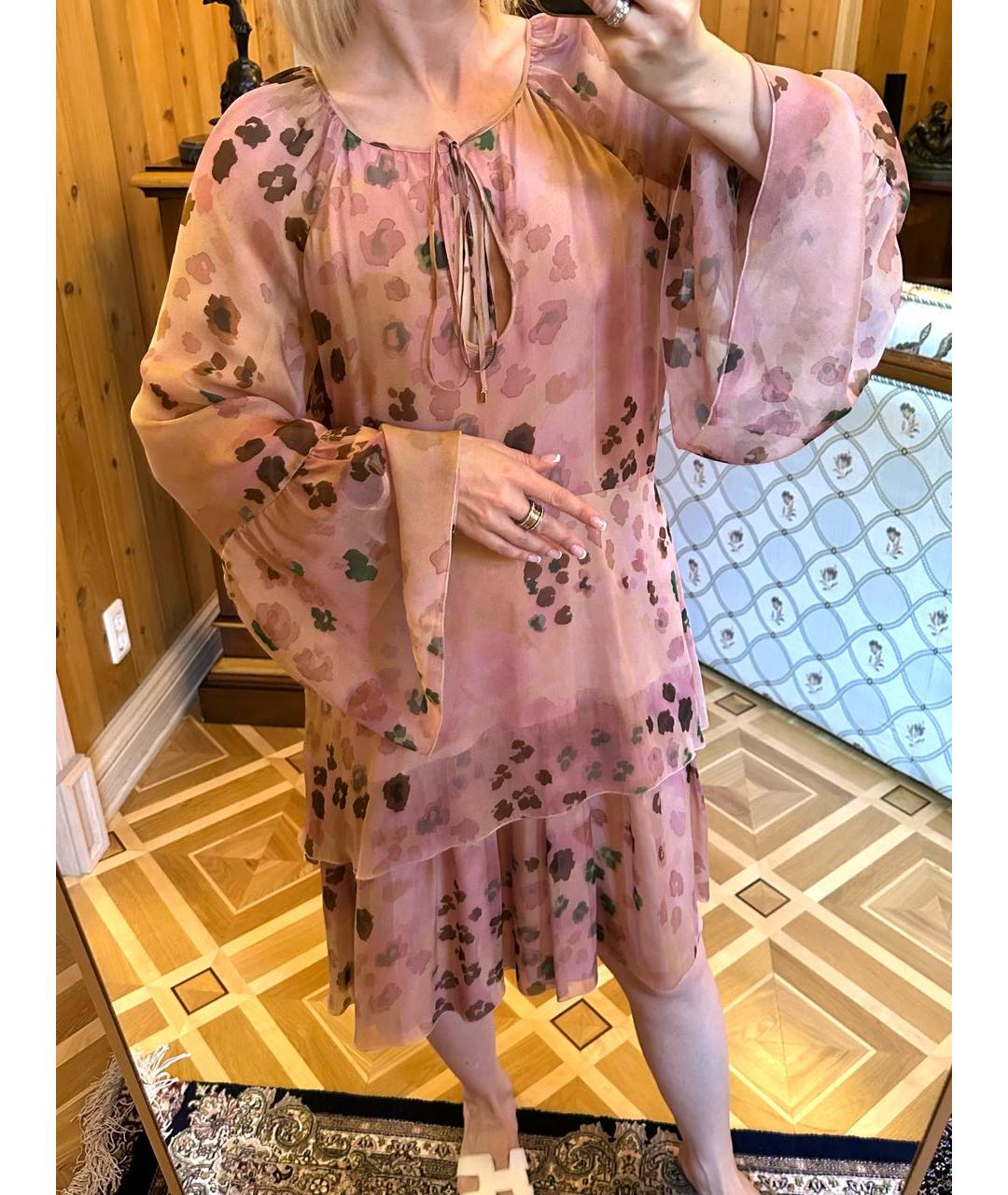 BLUMARINE Розовое шелковое повседневное платье, фото 4