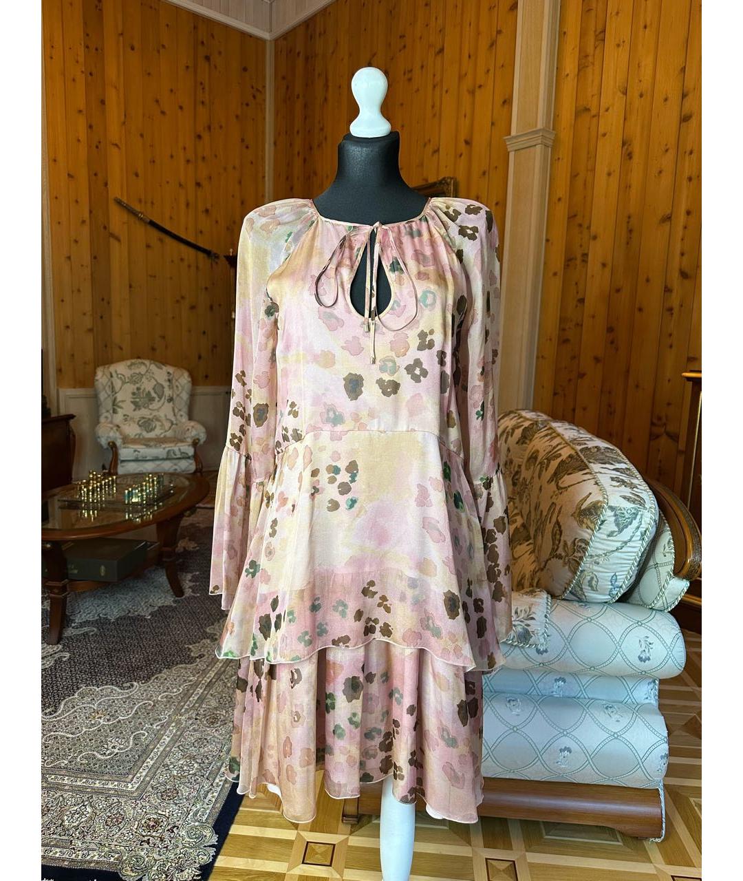 BLUMARINE Розовое шелковое повседневное платье, фото 5