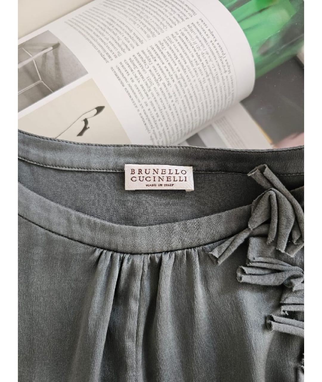 BRUNELLO CUCINELLI Антрацитовая хлопковая блузы, фото 3