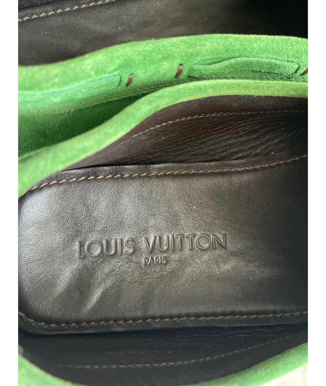 LOUIS VUITTON Зеленые замшевые низкие ботинки, фото 5