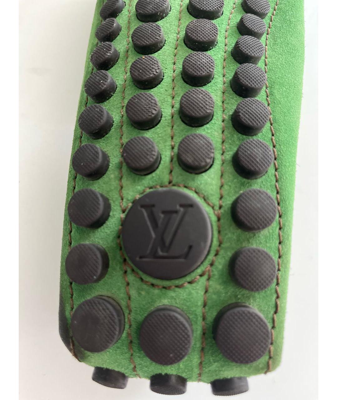 LOUIS VUITTON Зеленые замшевые низкие ботинки, фото 6