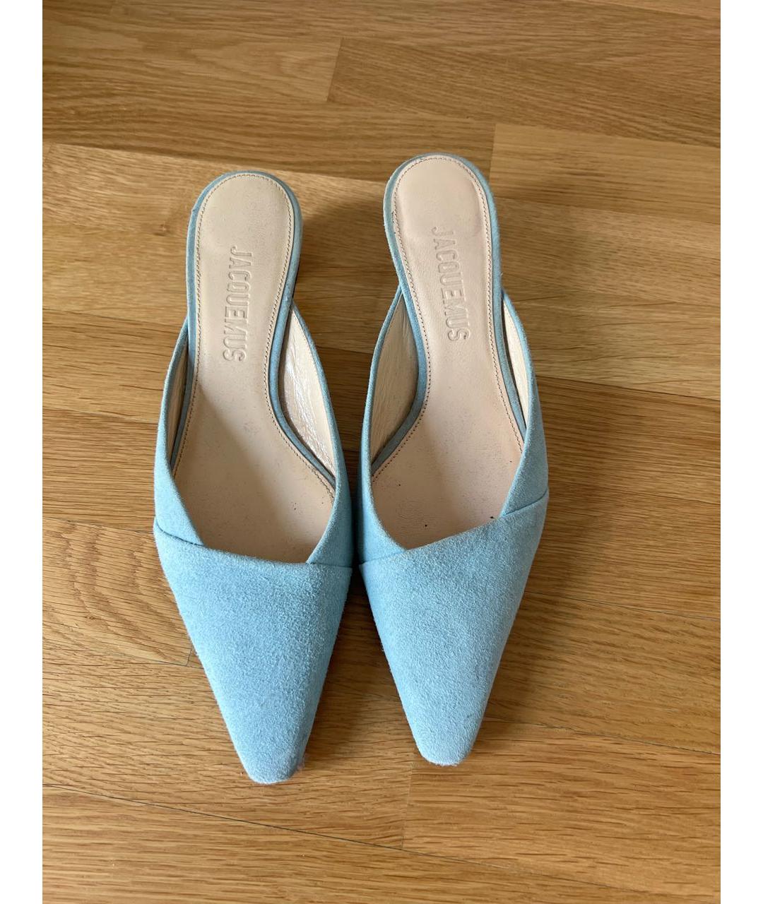 JACQUEMUS Голубые кожаные мюли, фото 2