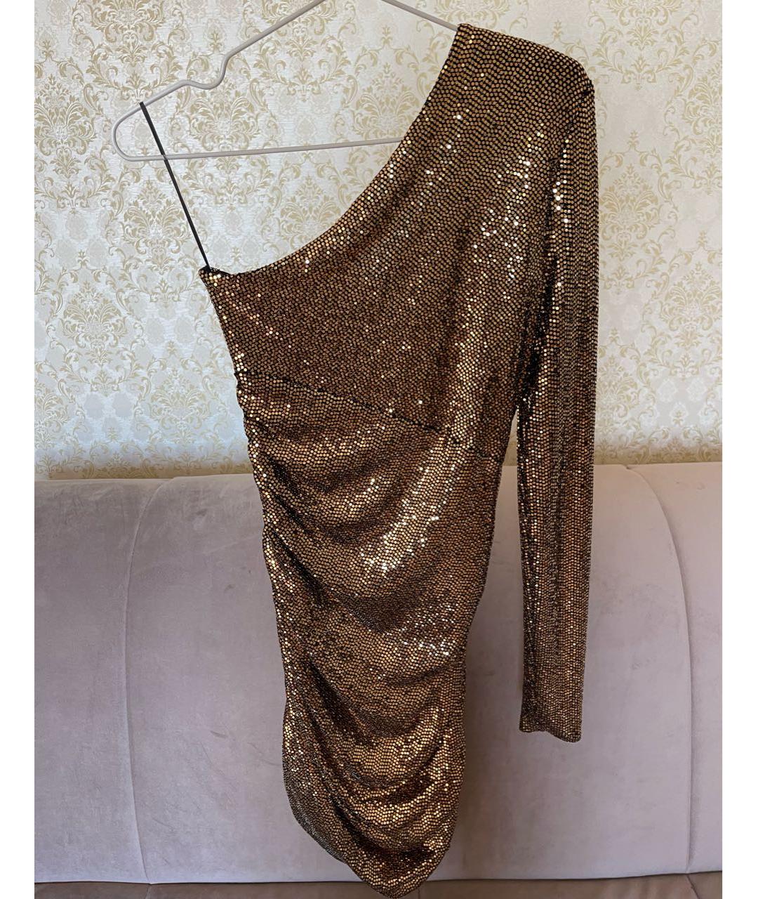 ALEXANDRE VAUTHIER Золотое полиэстеровое коктейльное платье, фото 2