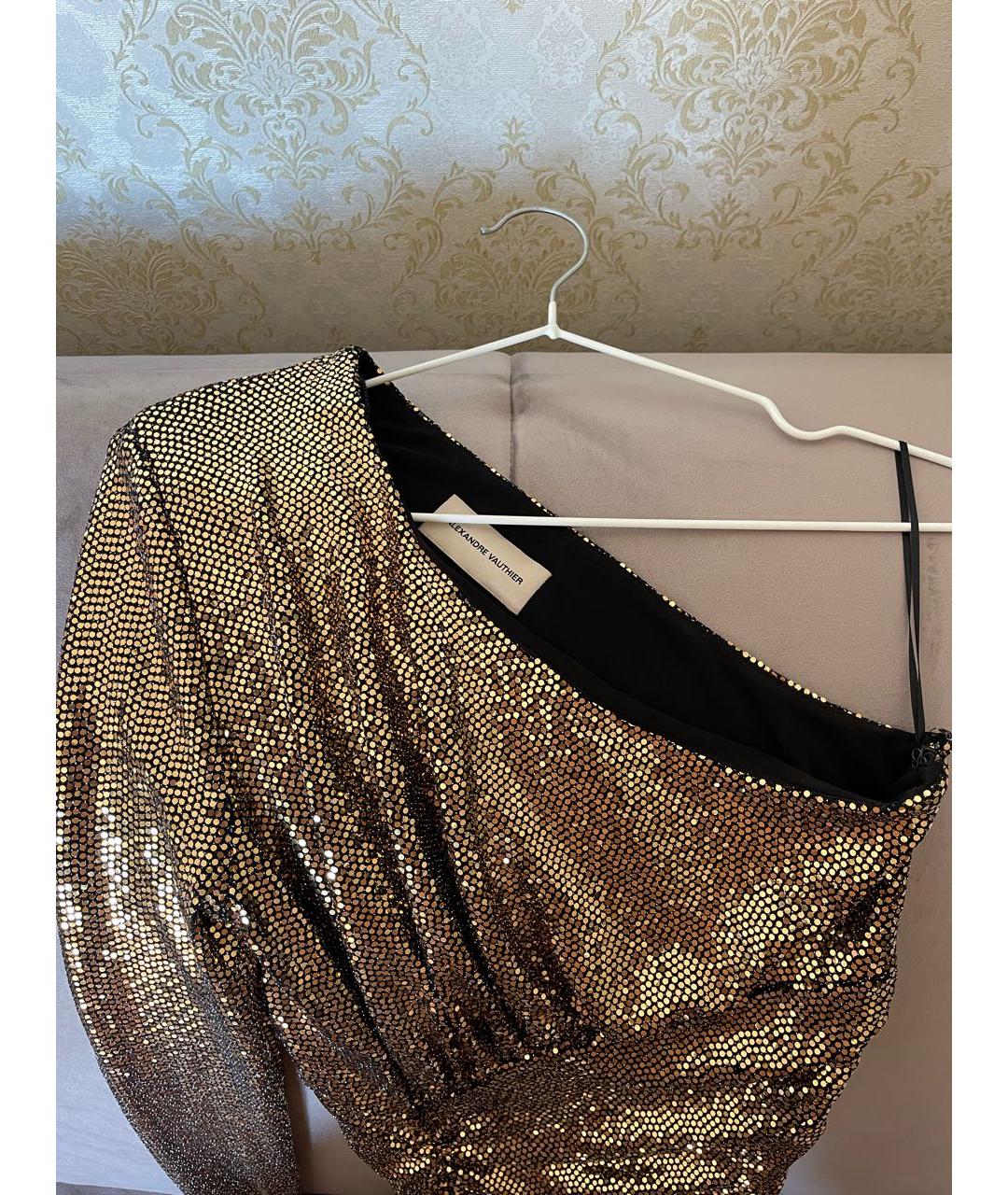 ALEXANDRE VAUTHIER Золотое полиэстеровое коктейльное платье, фото 3