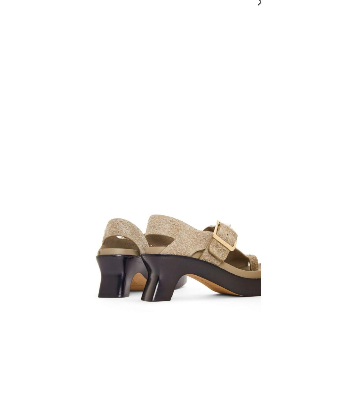 LOEWE Бежевые кожаные босоножки, фото 3
