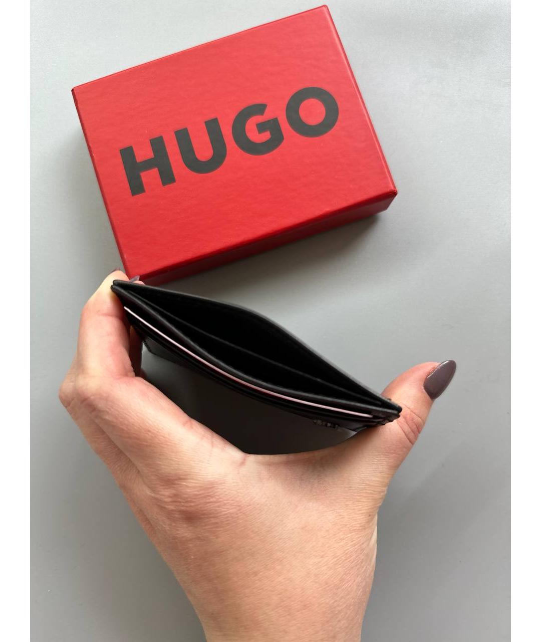 HUGO BOSS Черный кожаный кардхолдер, фото 4