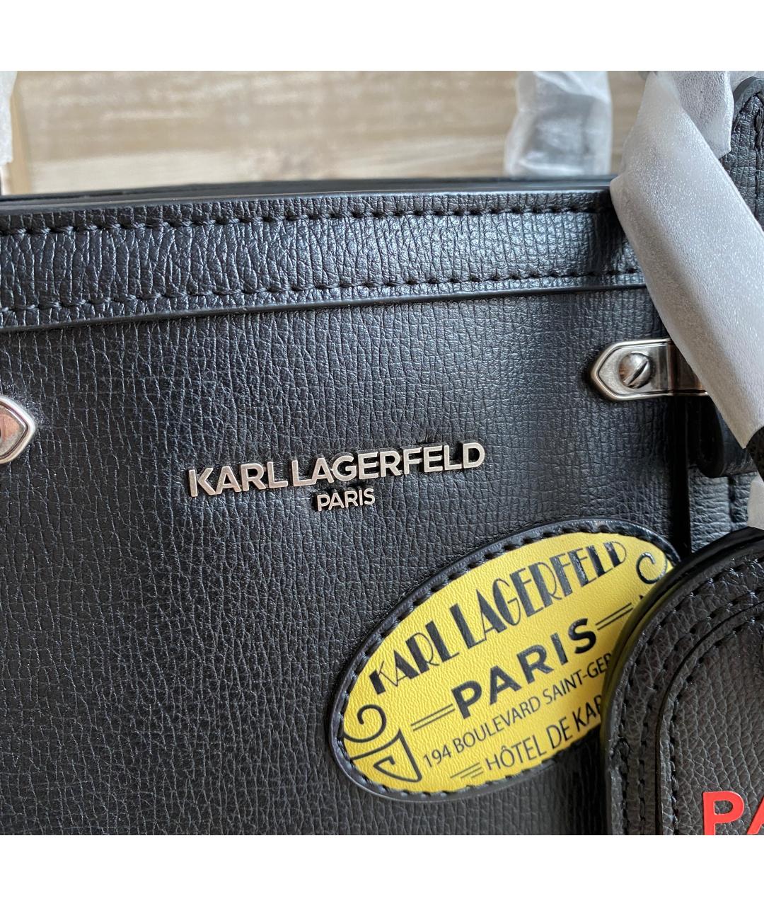 KARL LAGERFELD Черная сумка с короткими ручками из искусственной кожи, фото 2