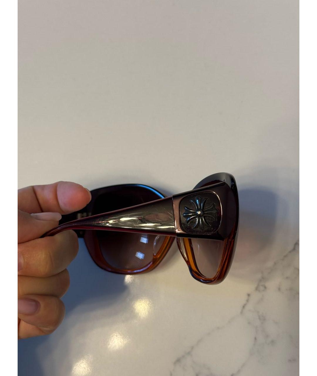 CHROME HEARTS Коричневые пластиковые солнцезащитные очки, фото 6