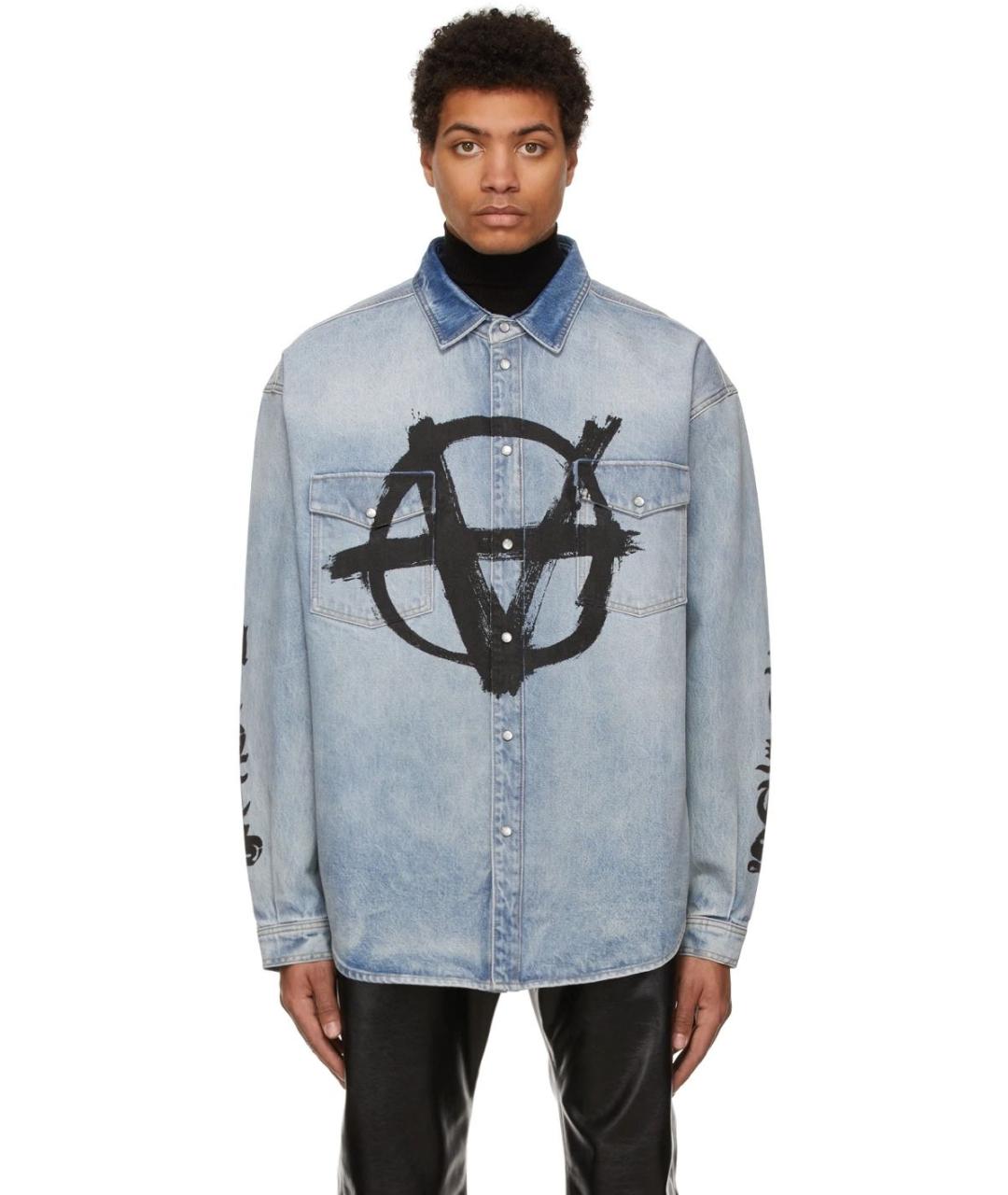 VETEMENTS Голубая хлопковая кэжуал рубашка, фото 6