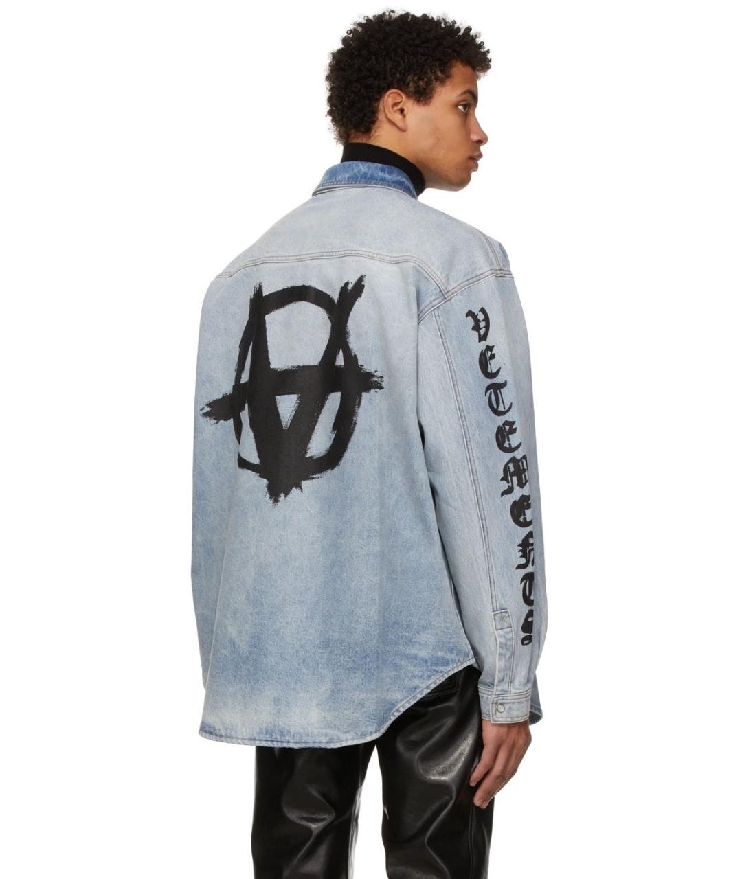 VETEMENTS Голубая хлопковая кэжуал рубашка, фото 7