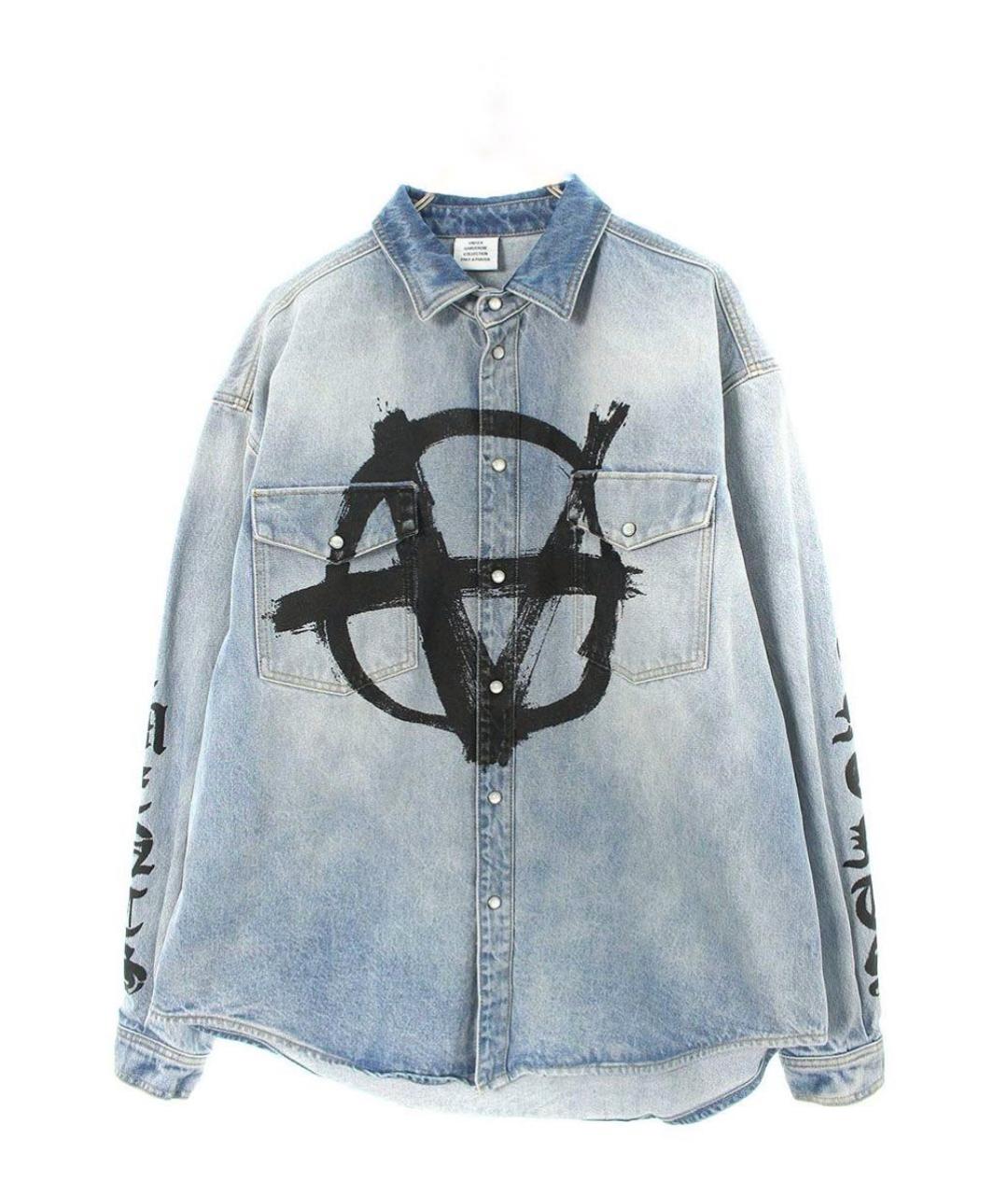 VETEMENTS Голубая хлопковая кэжуал рубашка, фото 8