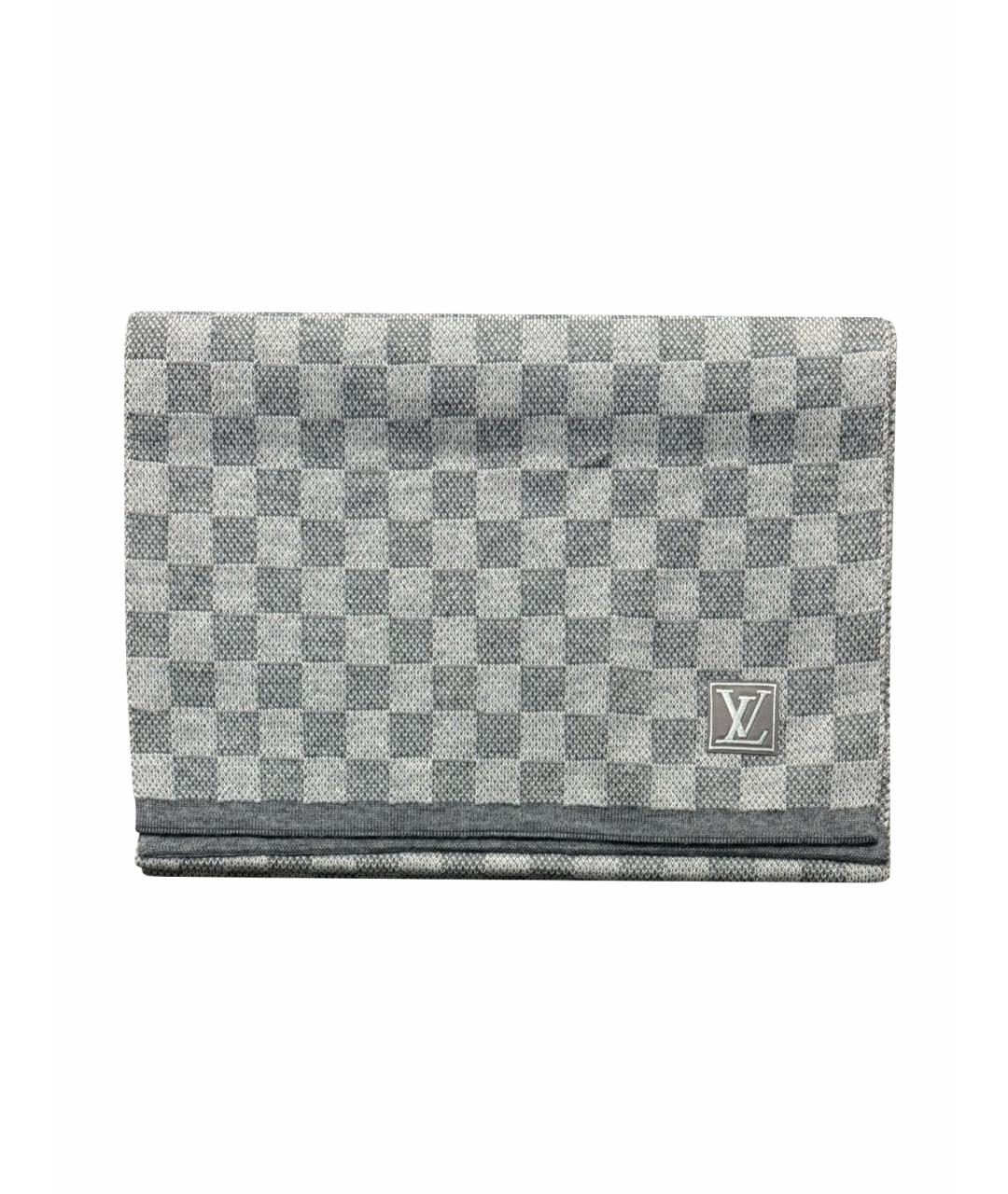 LOUIS VUITTON Серый шерстяной шарф, фото 1