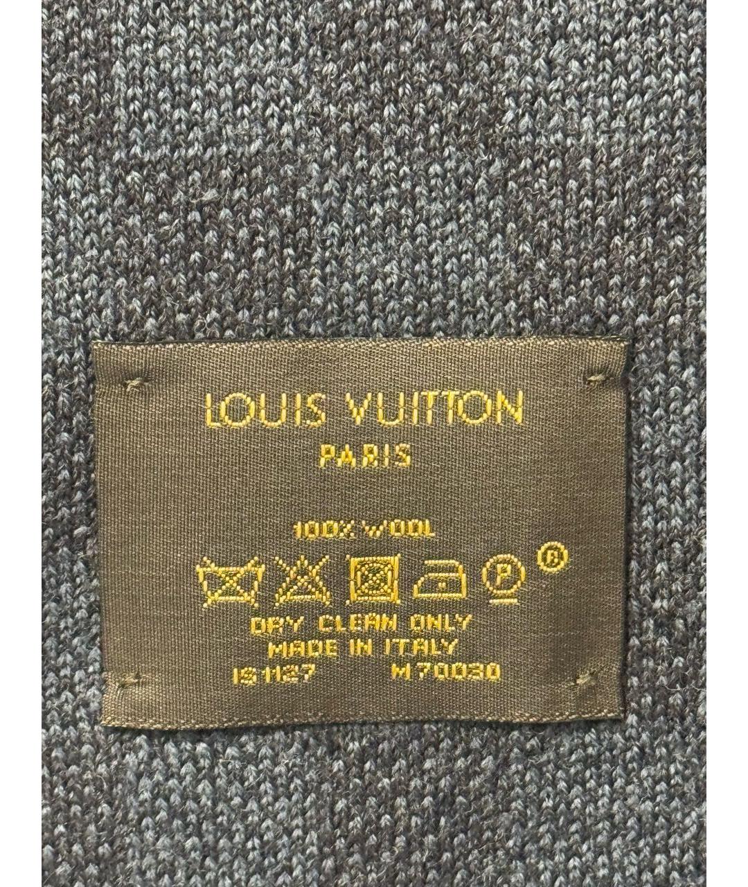 LOUIS VUITTON Черный шерстяной шарф, фото 6
