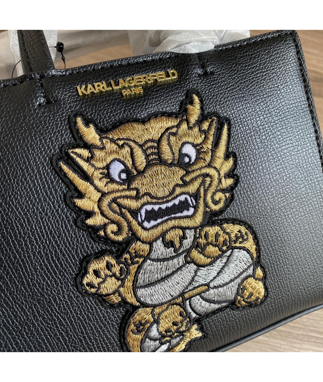KARL LAGERFELD Черная сумка с короткими ручками из искусственной кожи, фото 2