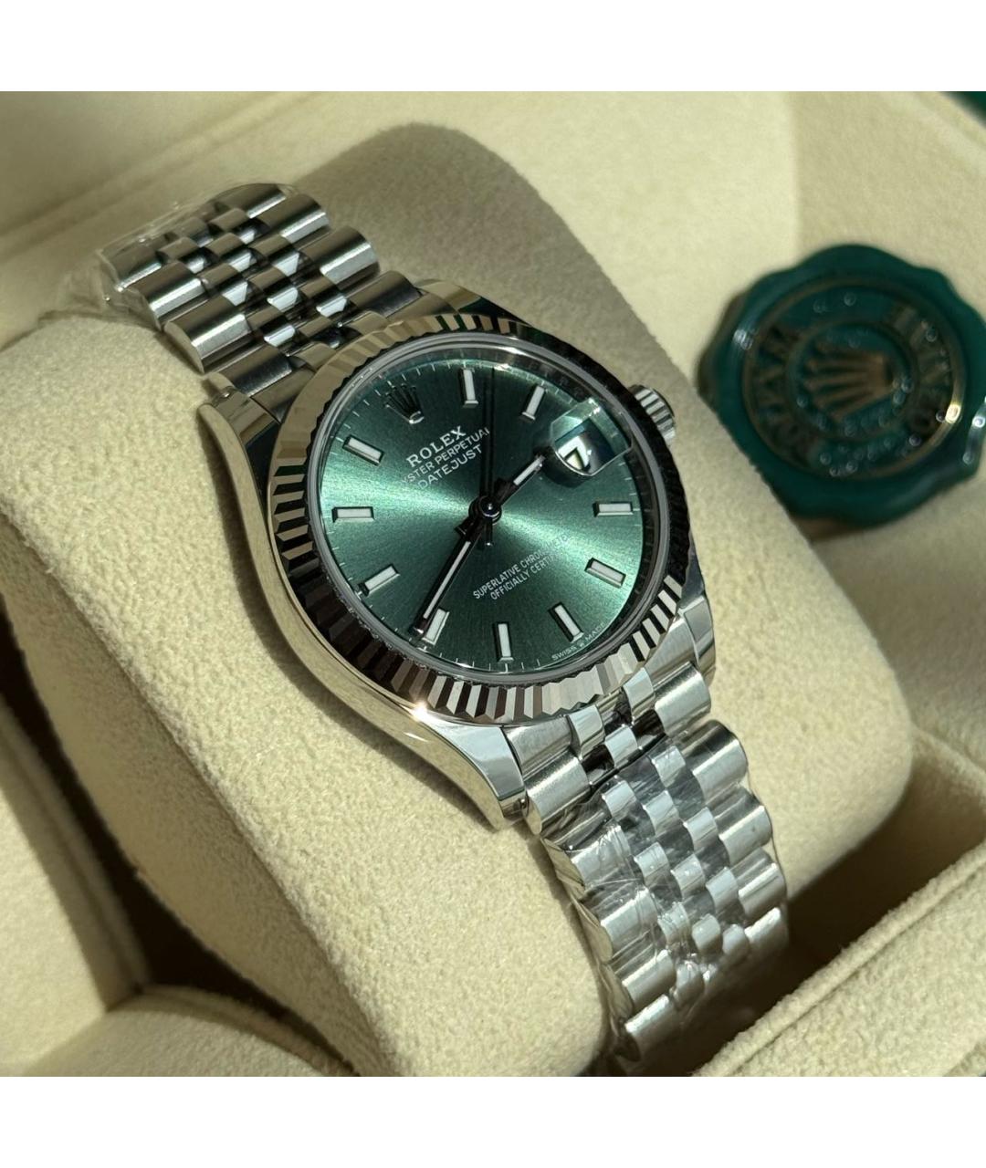 ROLEX Зеленые часы из белого золота, фото 5