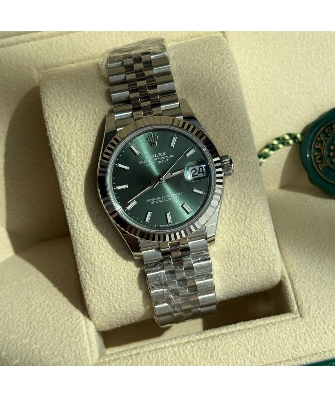 ROLEX Зеленые часы из белого золота, фото 3