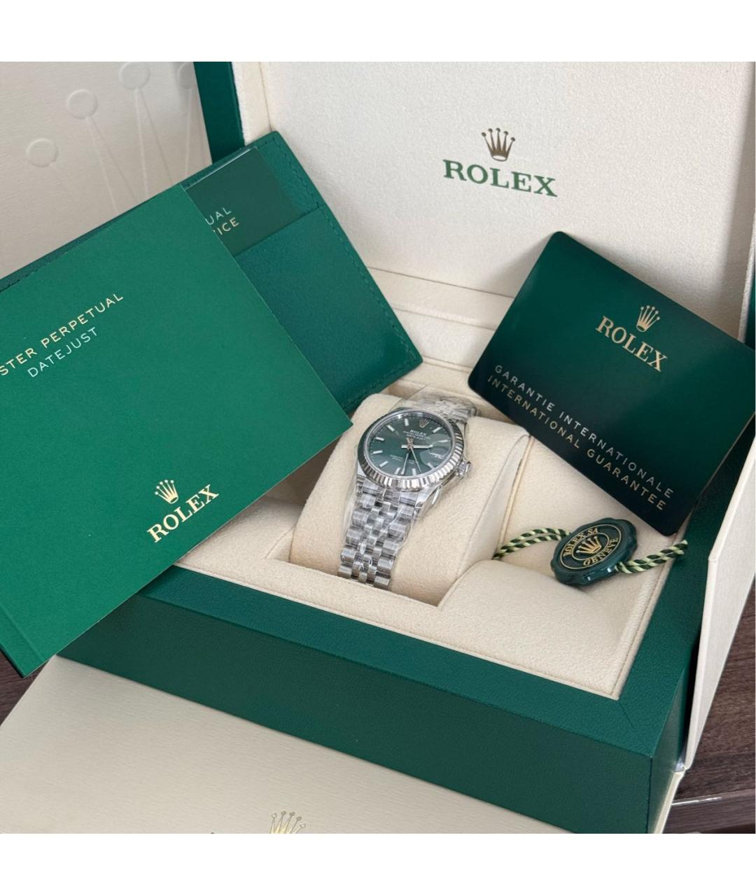 ROLEX Зеленые часы из белого золота, фото 6