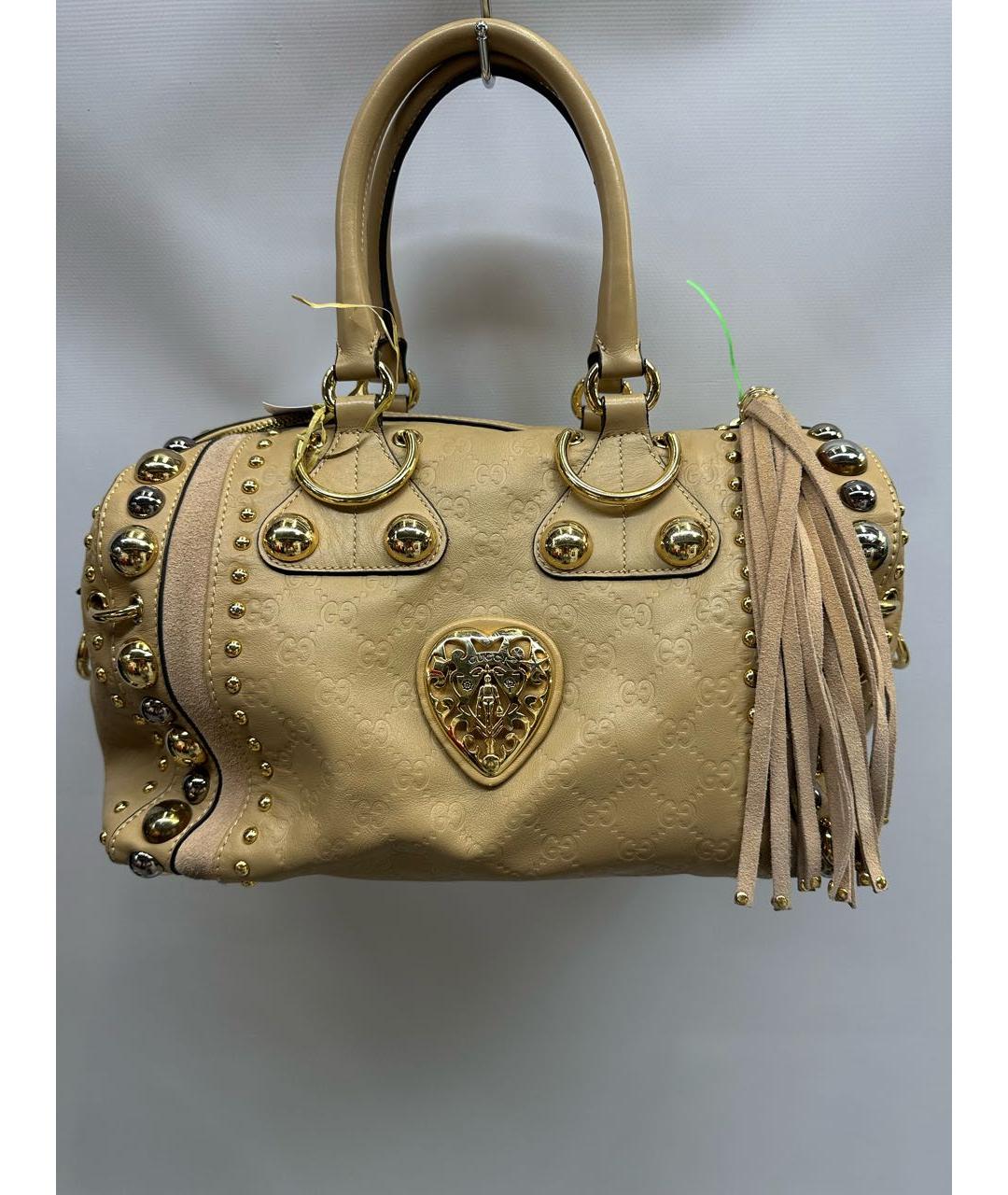 GUCCI Бежевая кожаная сумка с короткими ручками, фото 6