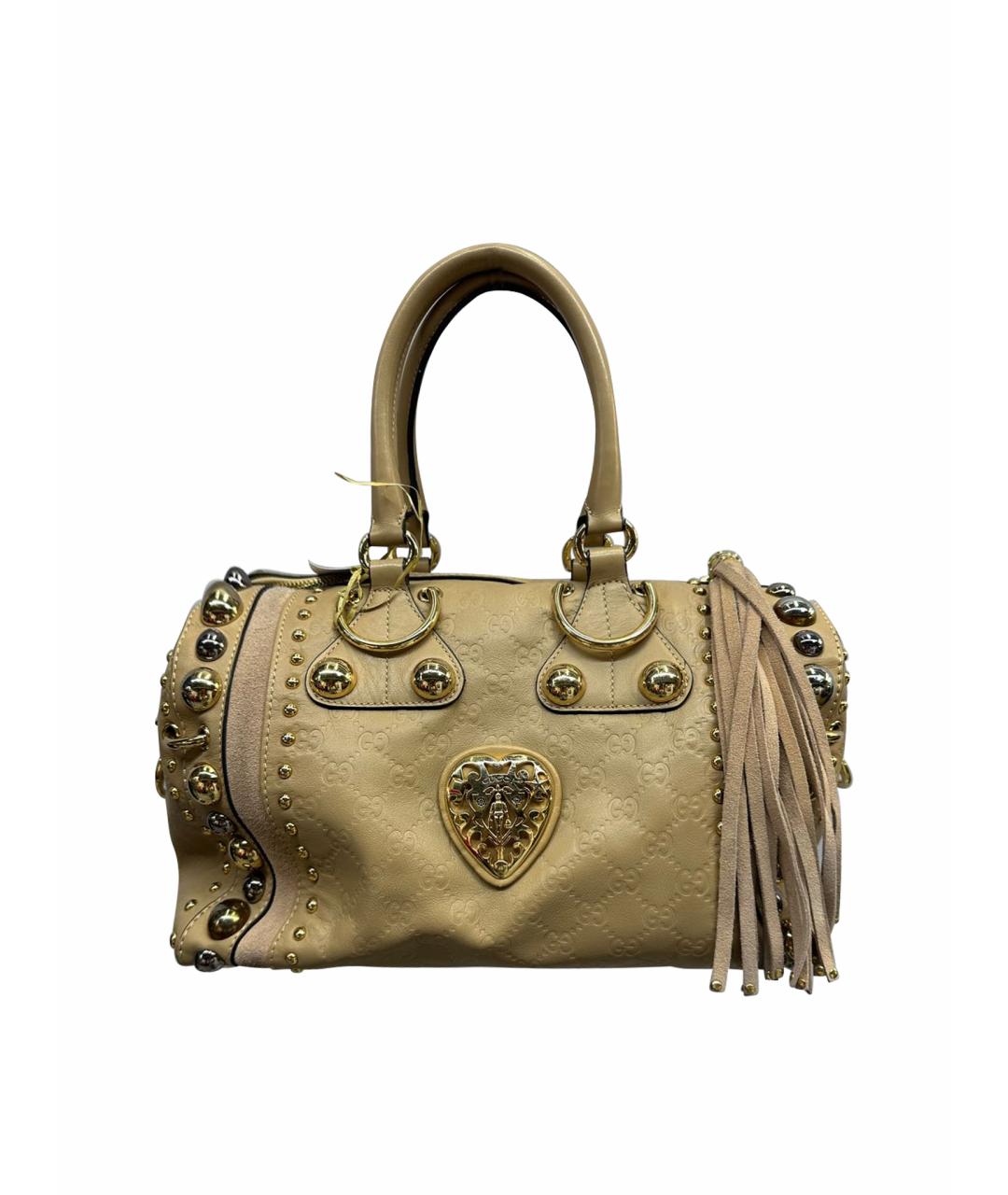 GUCCI Бежевая кожаная сумка с короткими ручками, фото 1