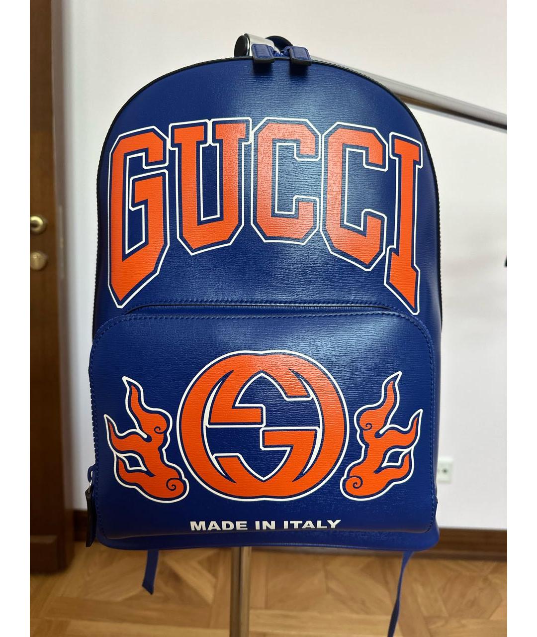 GUCCI Синий кожаный рюкзак, фото 9