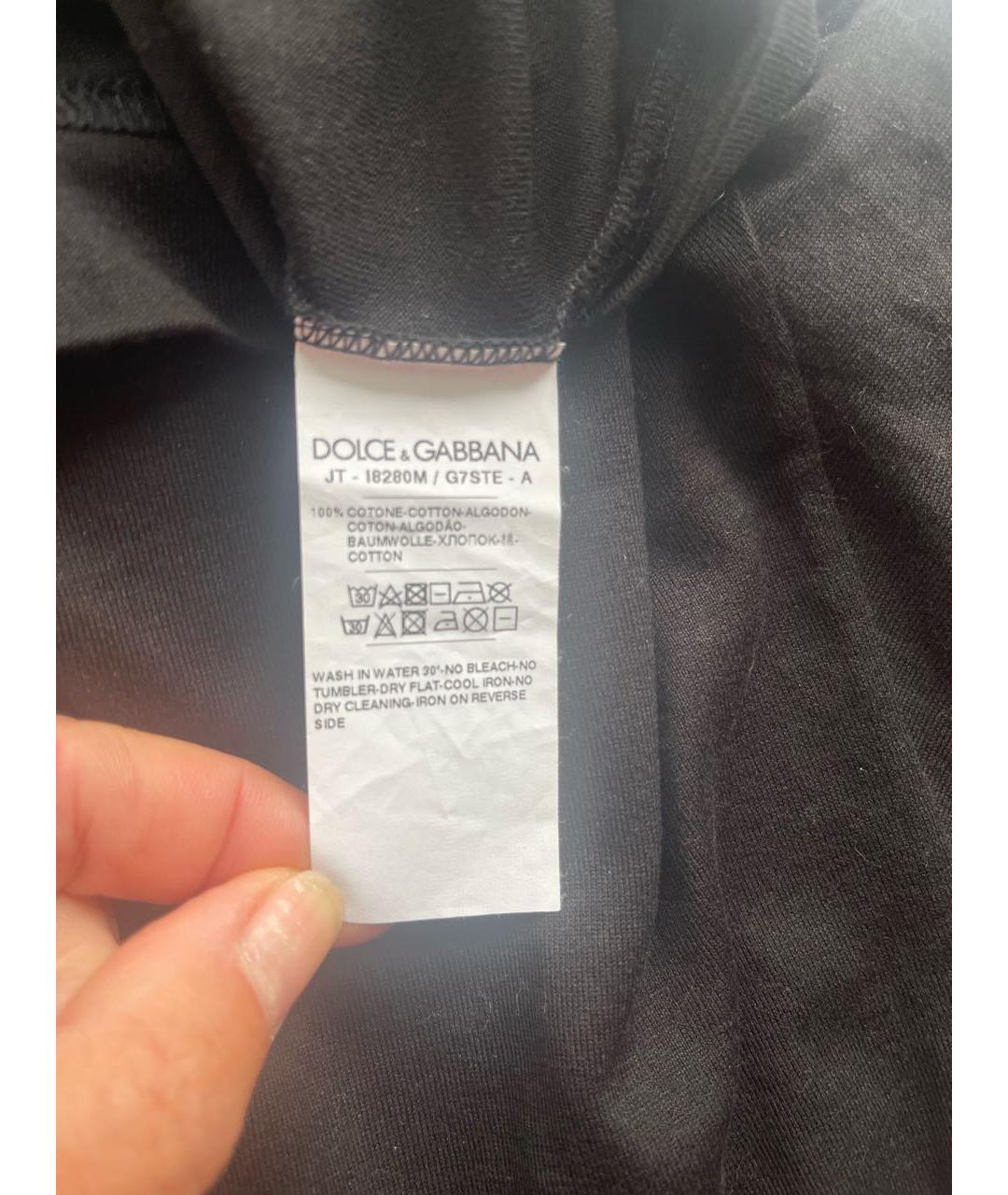 DOLCE&GABBANA Черная хлопковая футболка, фото 4