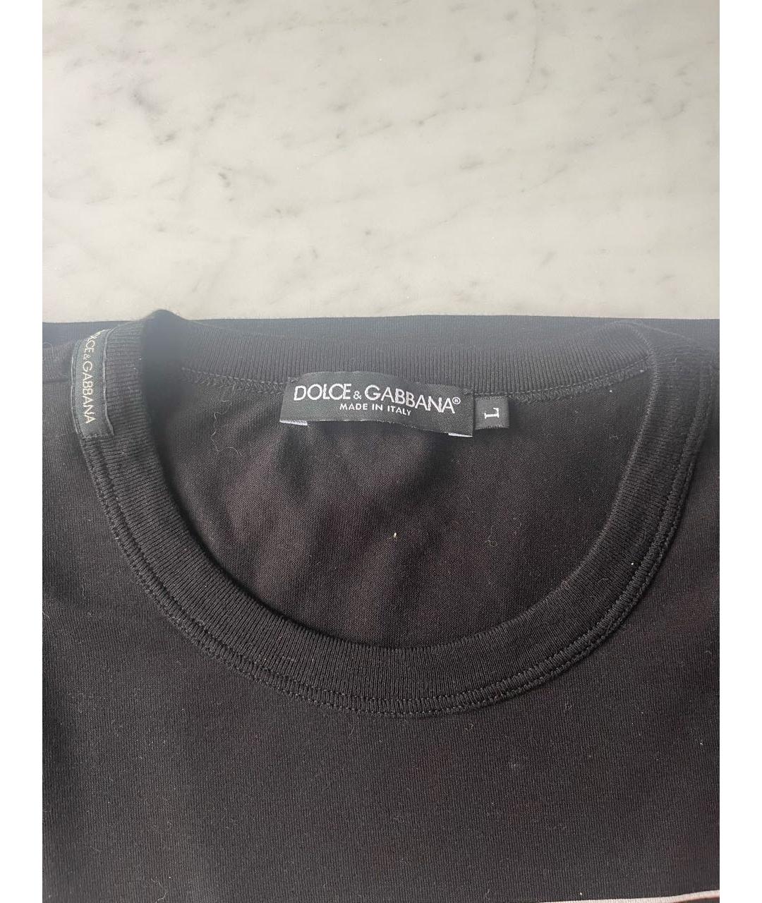 DOLCE&GABBANA Черная хлопковая футболка, фото 3