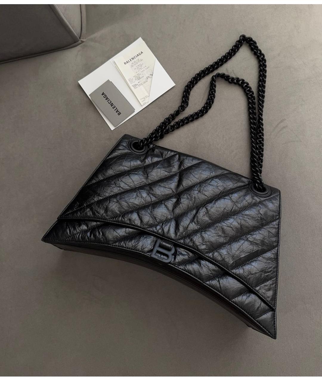 BALENCIAGA Черная кожаная сумка тоут, фото 5