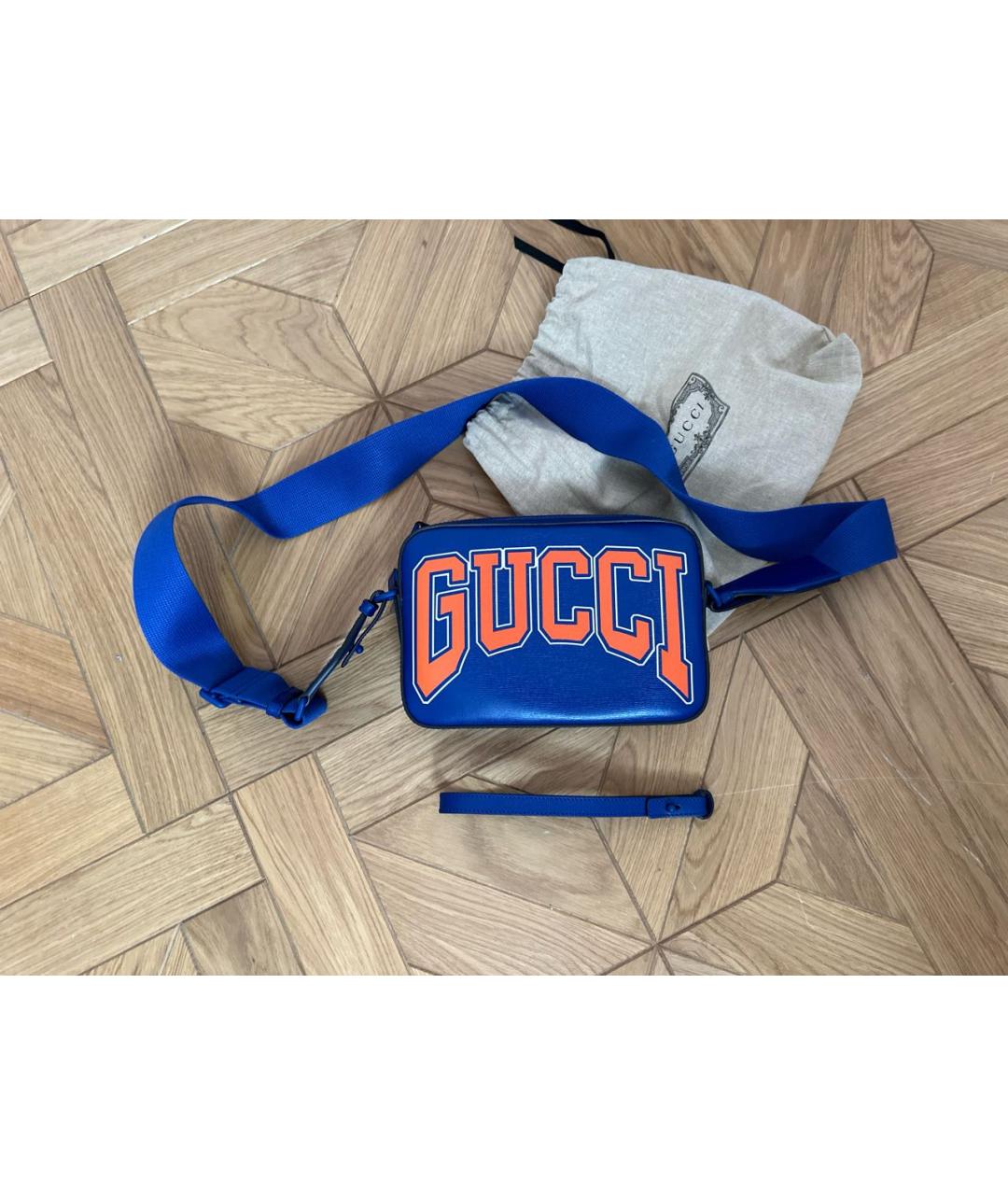 GUCCI Синяя кожаная сумка на плечо, фото 4